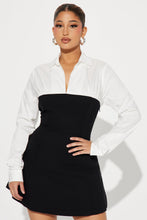 Load image into Gallery viewer, Corporate Happy Hour Mini Dress - Black/White
