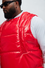 Load image into Gallery viewer, Da Baddie Faux Leather Puffer Vest - Red
